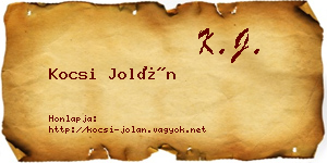 Kocsi Jolán névjegykártya